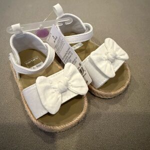 NEW Carter's Cream Kids Sandals with Bow Accent